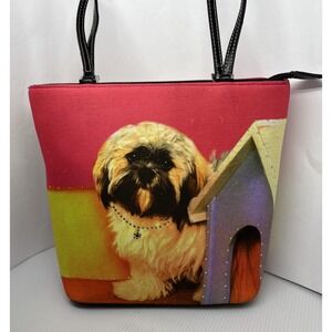 Bedazzled Dog Tote‎ Bag Puppy Purse 8" Handbag